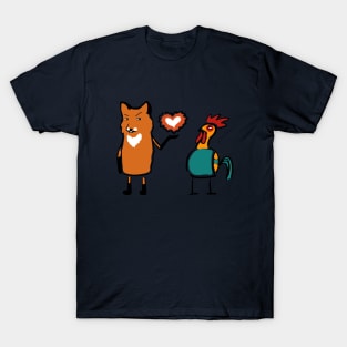 Funny cute Fox & Chicken Love Romantic Heart Gift T-Shirt